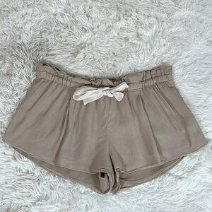 Wilfred Beige/Tan Flowy Chiffon Mini Short with Front Tie